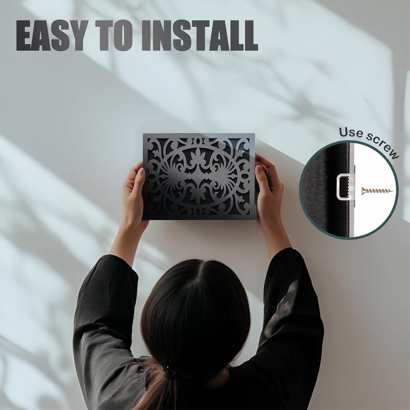 GRAUES Store Modern black Wooden Doorbell Chime Cover Box – Noise-Reducing, – Decorative Black Wall-Mounted Cover for Chimes | wooden doorbell cover box only (large seize (9.84” x 7.87” x 3.15”)) - Image 4